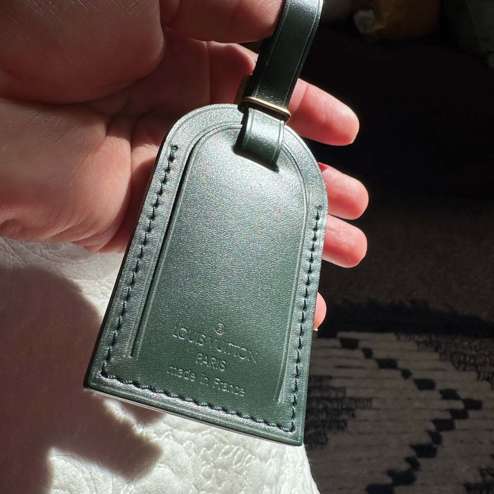 Louis Vuitton Forest Green Leather Tag